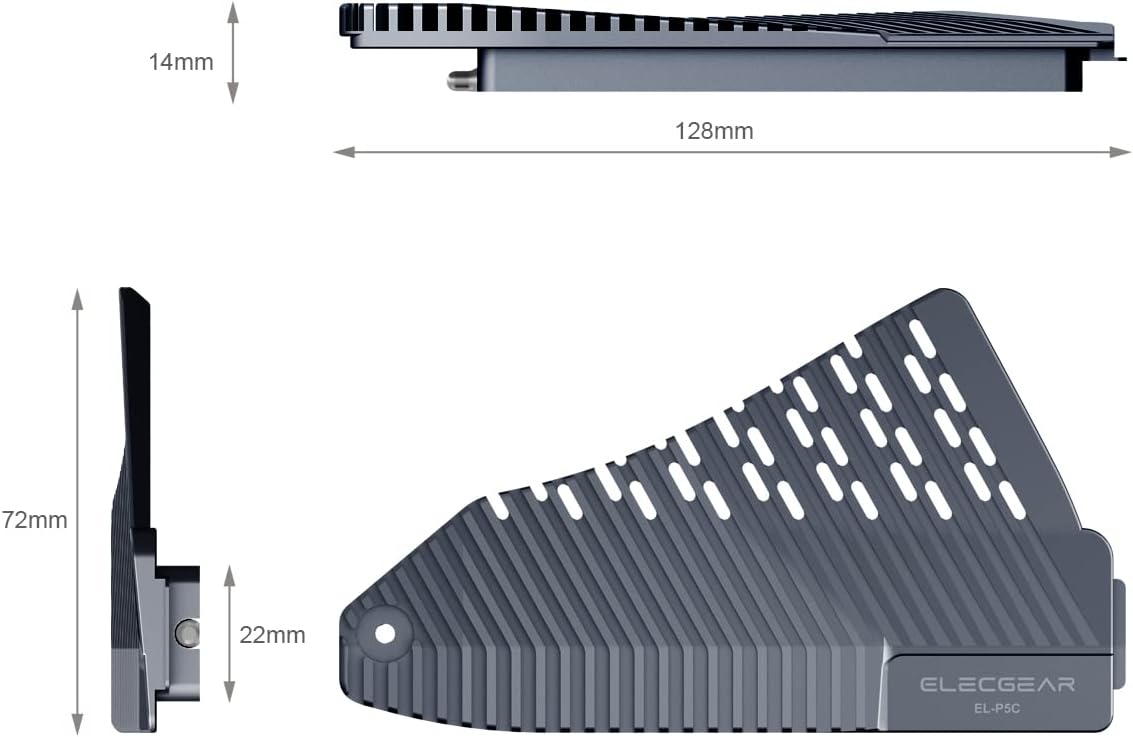ElecGear PS5 NVMe SSD Heatsink, EL-P5C Heat Pipe   Solid Aluminum Cooler for PlayStation 5 Internal PCIe M.2 NVMe 4.0 Gen4 Memory, Re-Designed SSD Mounting Post Kit - (Not for Slim/Pro)